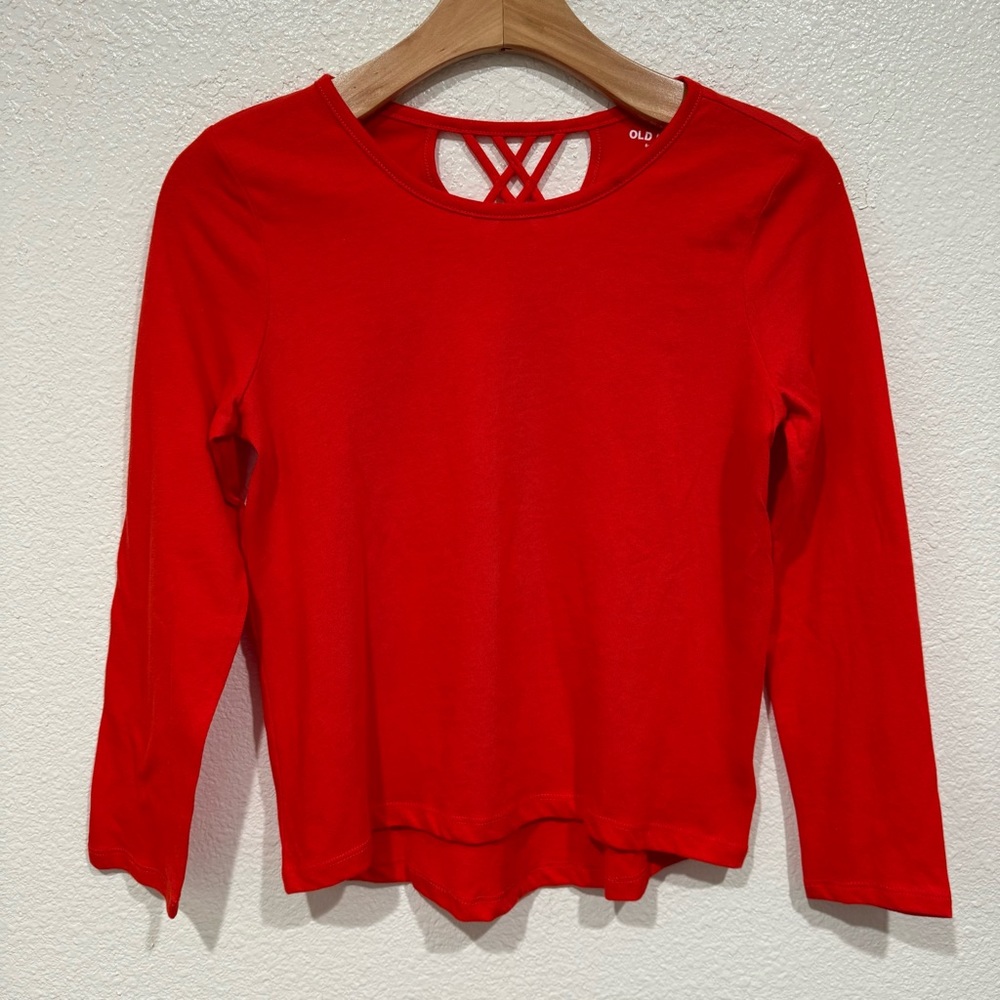 NWT Kids Old Navy Girls Red Long Sleeve T-Shirt Tee L 10/12